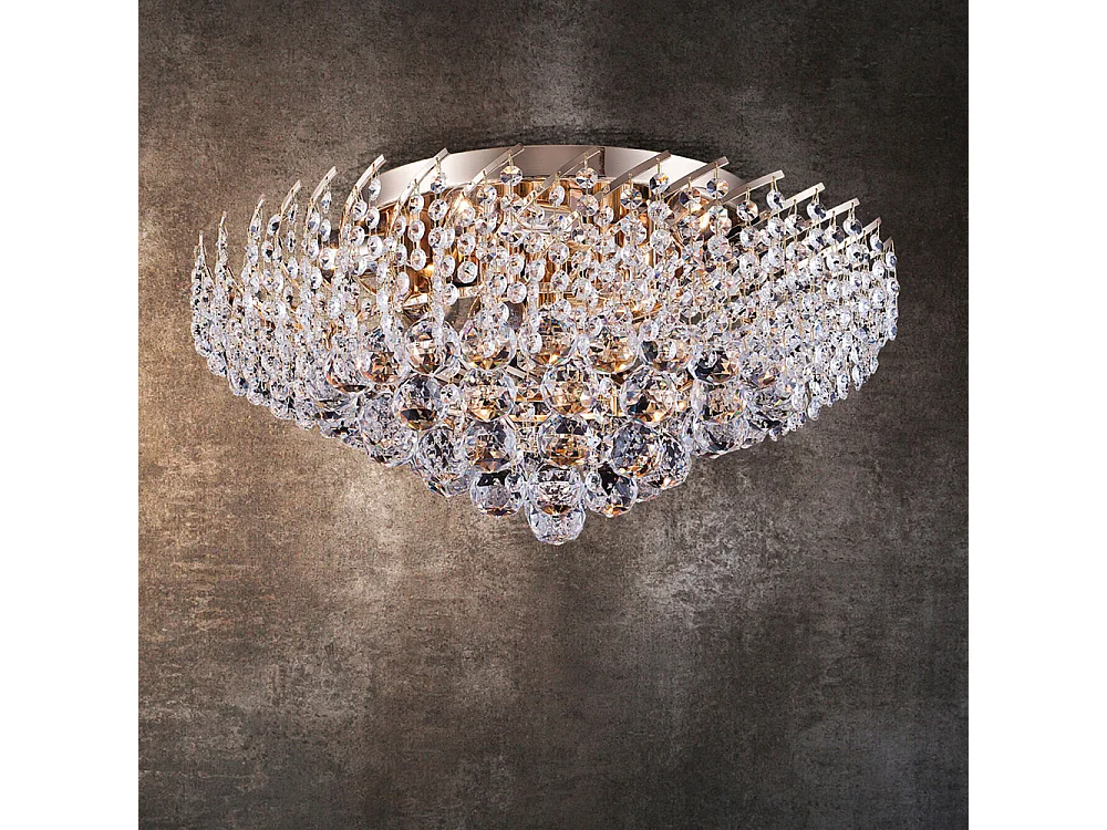 Karolina Plafón Semi Empotrado Oro & Cristal, 9 Luces, E14