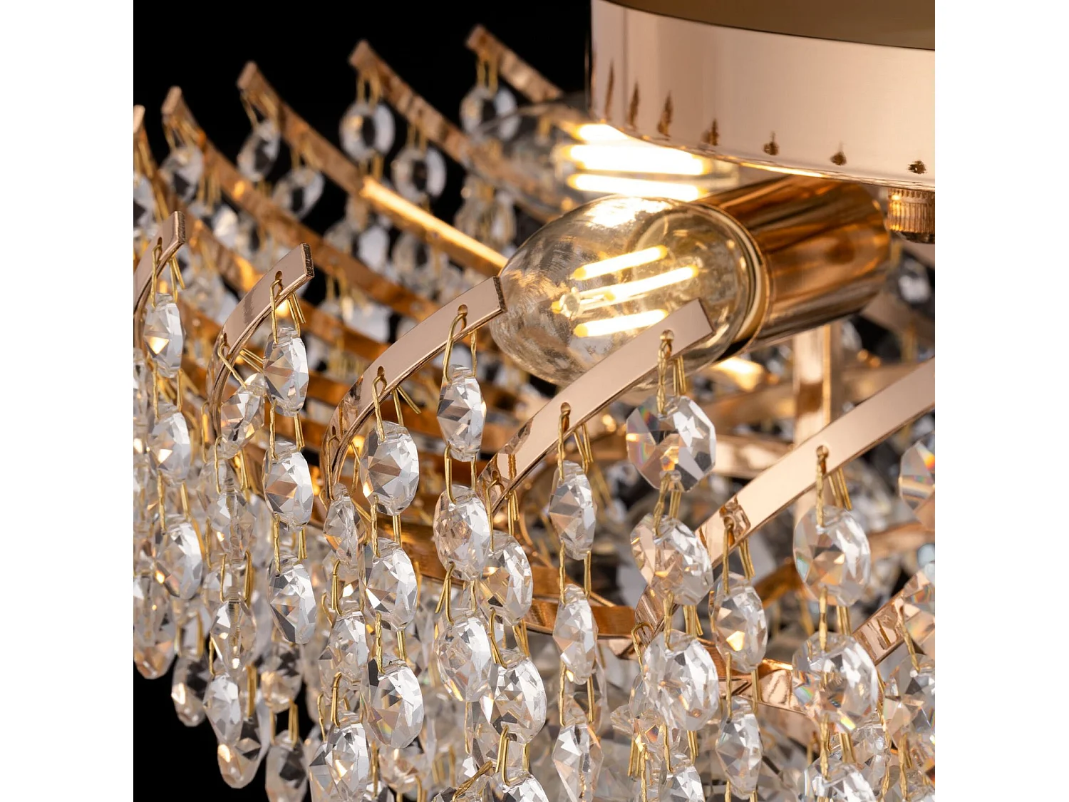 Karolina Lampada da soffitto semi-incasso oro e cristallo, 9 luci, E14