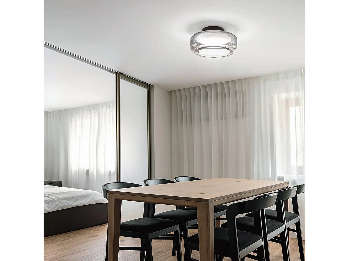 Ideal Lux TOPICO Plafonnier LED semi-encastré de 35 cm, couleur fumée 3 000 K