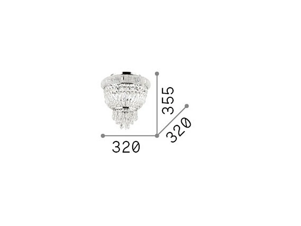 Ideal Lux Dubai - Lampadario a 3 luci da soffitto in ottone, attacco E14