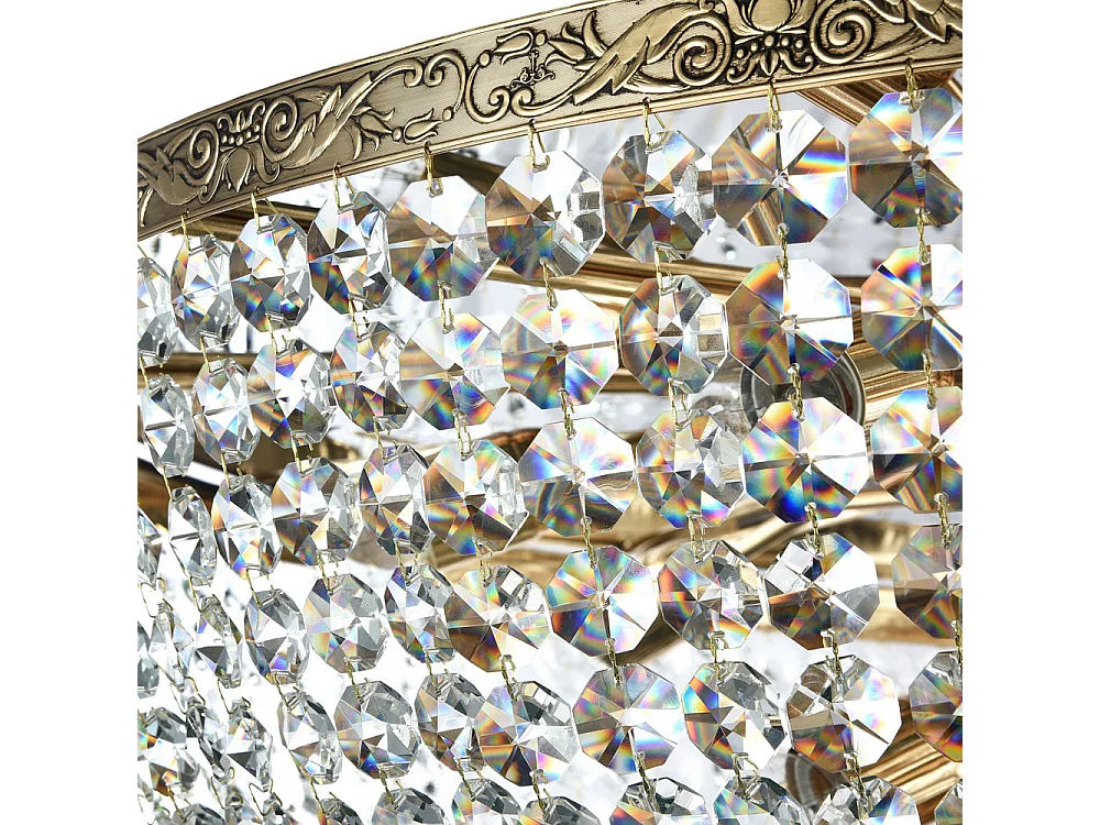 Palace Plafón Semi Empotrado Oro Antiguo & Cristal, 18 Luces, E27