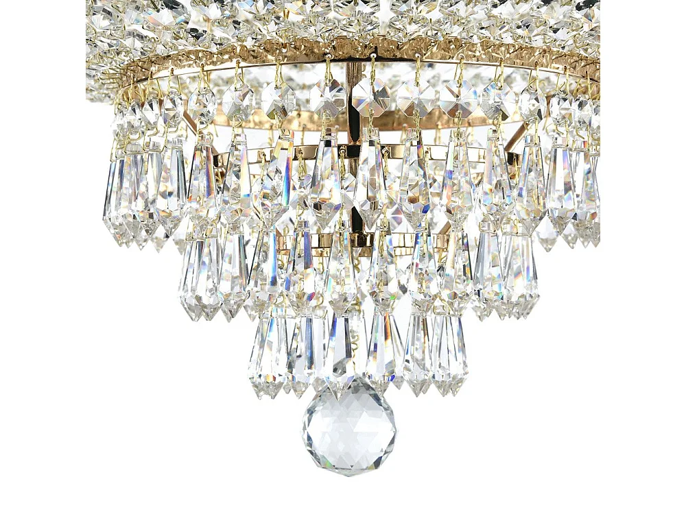 Palace Soffitto semi-incasso in oro antico e cristallo, 18 luci, E27
