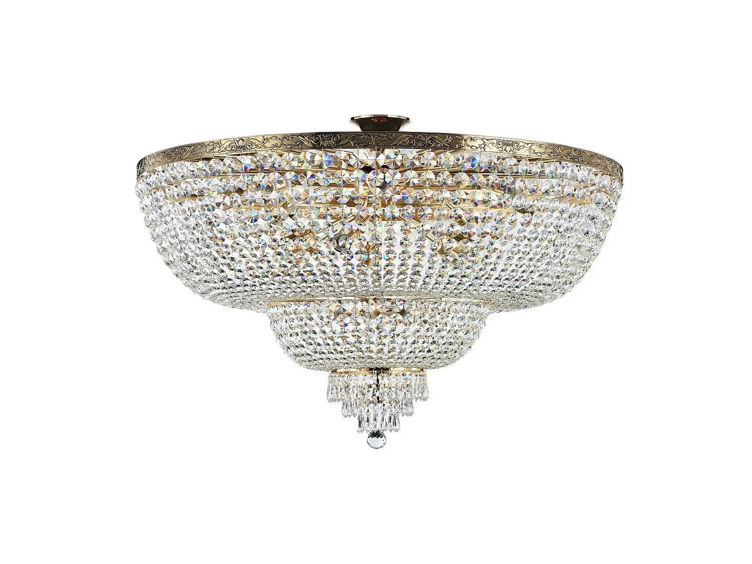 Palace Soffitto semi-incasso in oro antico e cristallo, 18 luci, E27