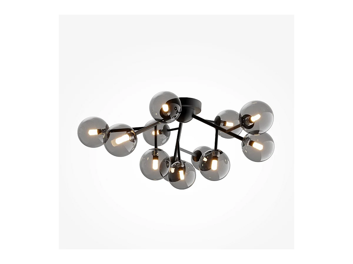 Maytoni Dallas Plafonnier globe moderne à 12 lumières noir mat, abat-jour noir, G9