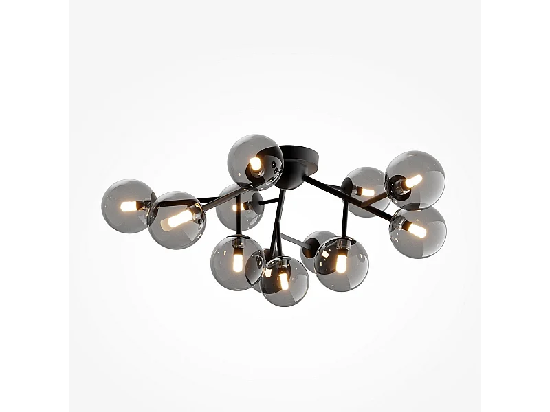 Maytoni Dallas Plafoniera moderna a globo a 12 luci nero opaco, paralume nero, G9
