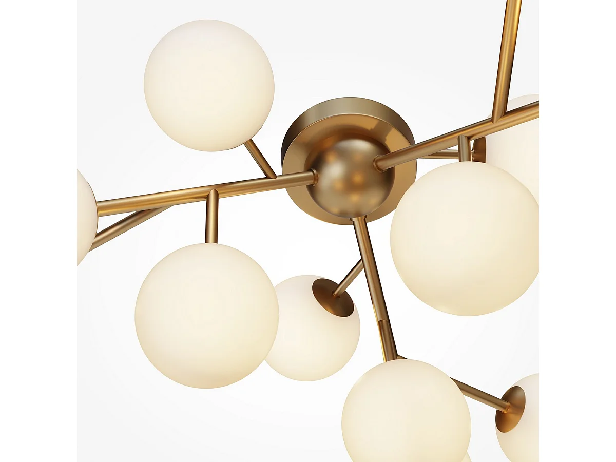 Maytoni Dallas Moderna lámpara de techo con forma de globo de 12 luces dorada, pantalla de coñac, G9