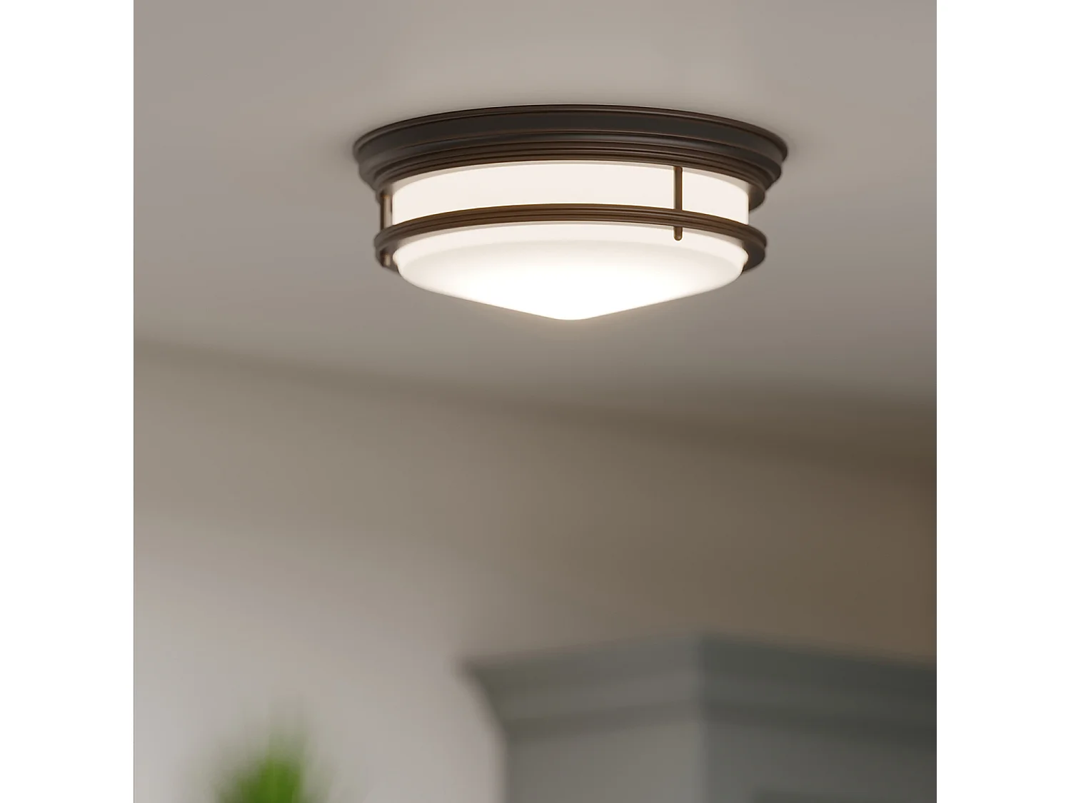 Elstead Hadley 3 Lätt halvspolande takljusolja, gnidad brons, E27