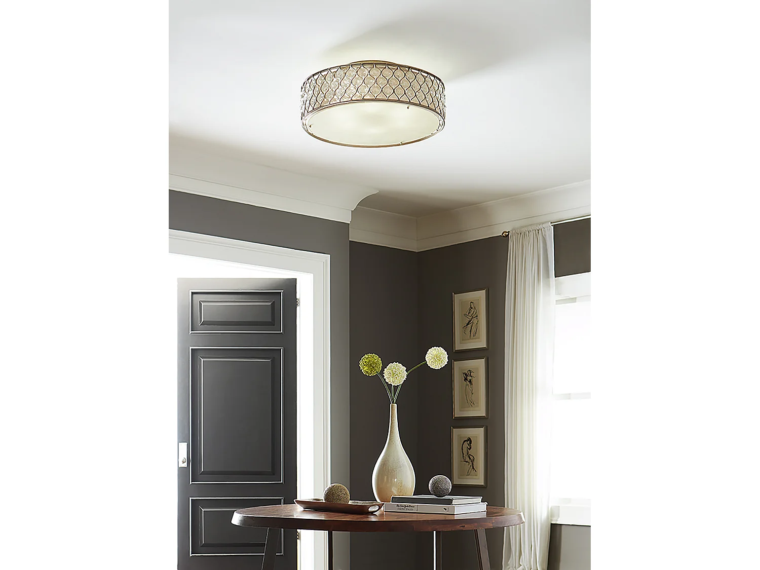 Elstead Lucia - 6 licht Flush licht, brüniertes Silber