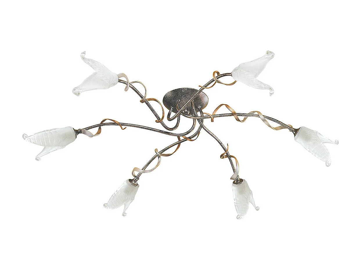 Elstead Fly 6 Ljus Semi Flush Multi Arm Ceiling Light Silver, Svart, Guld, G9