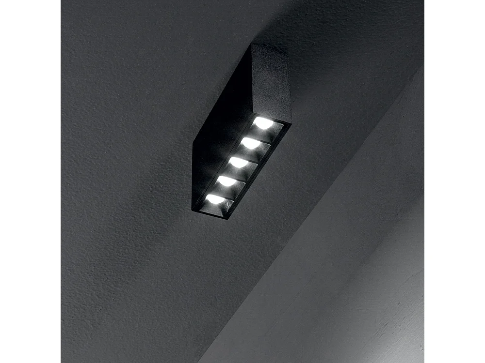 Ideal Lux LIKA - Lampada da soffitto a LED integrata a 5 luci con montaggio superficiale nero 3000K