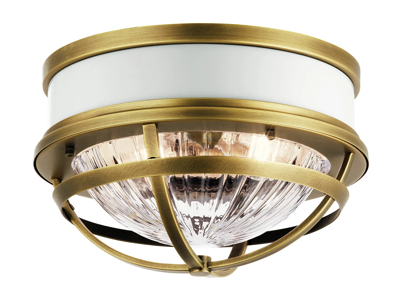 Elstead Kichler Tollis Skål Semi Flush Taklampa Natur Mässing & Vit