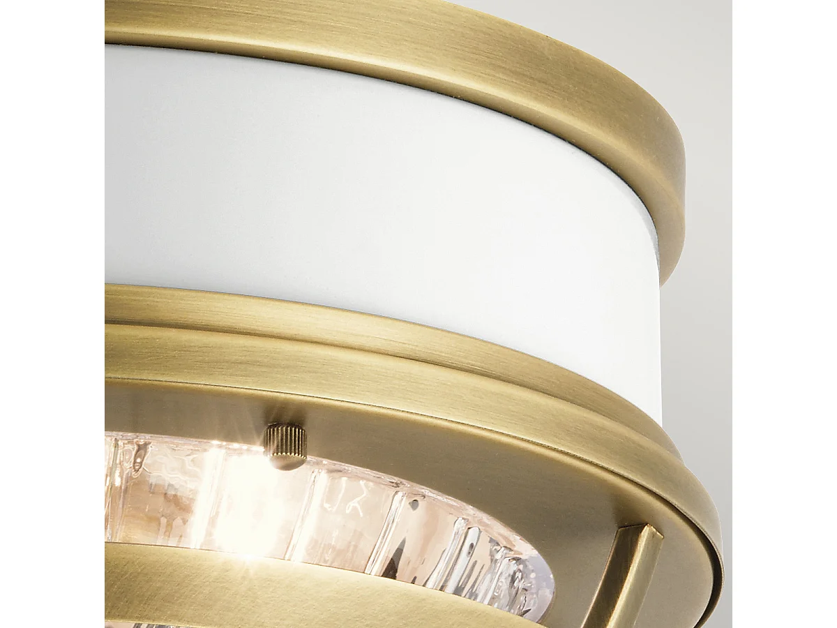 Elstead Kichler Tollis Skål Semi Flush Taklampa Natur Mässing & Vit