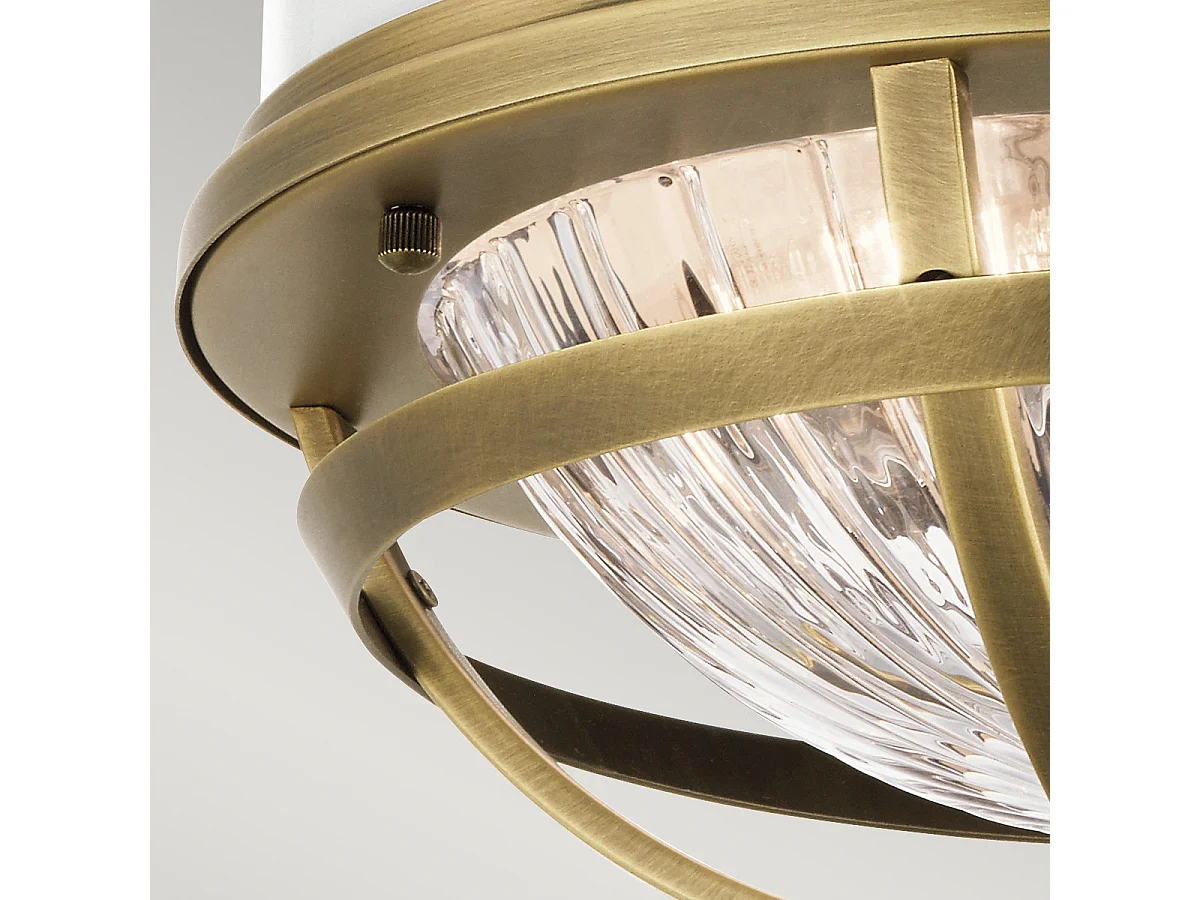 Elstead Kichler Tollis Skål Semi Flush Taklampa Natur Mässing & Vit