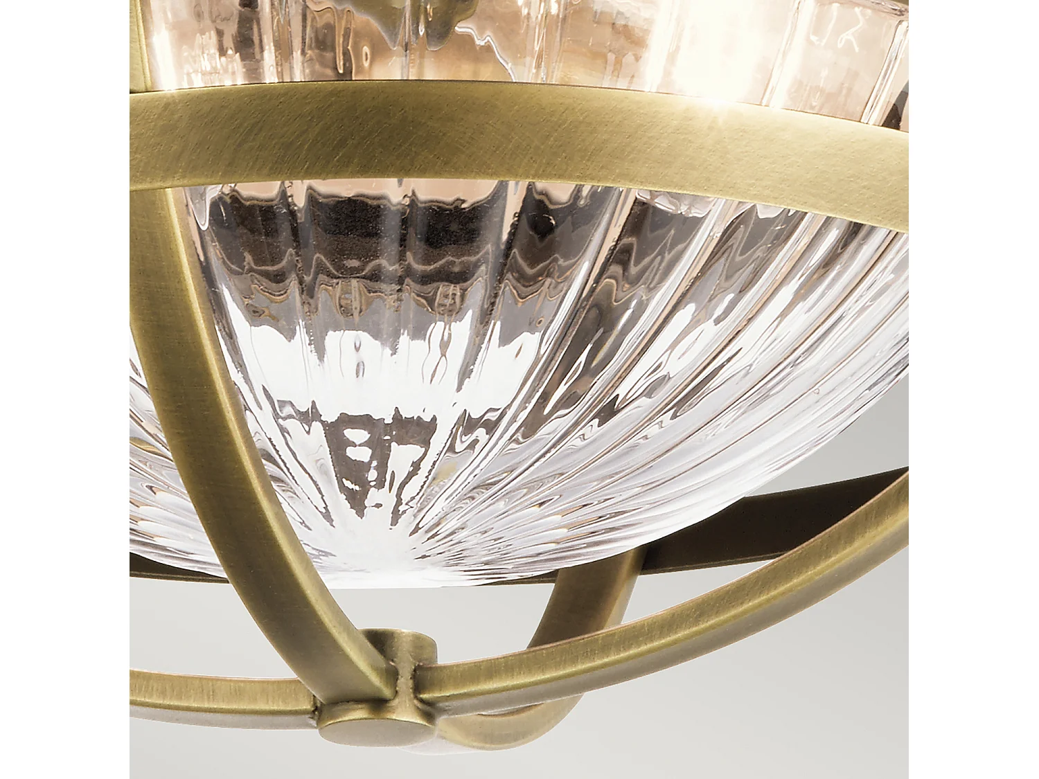 Elstead Kichler Tollis Skål Semi Flush Taklampa Natur Mässing & Vit