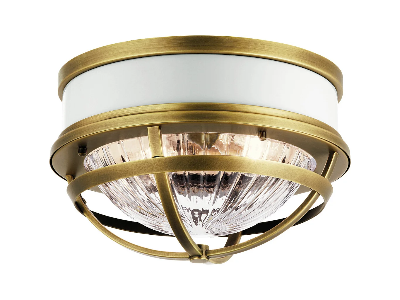 Elstead Kichler Tollis Bowl Semi-Flush-Deckenleuchte aus natürlichem Messing und Weiß