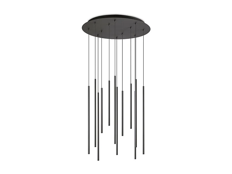 Ideal Lux FILO LED-Deckenleuchte mit 12 Lichtern, Cluster-Pendelleuchte, Schwarz, 2700 K