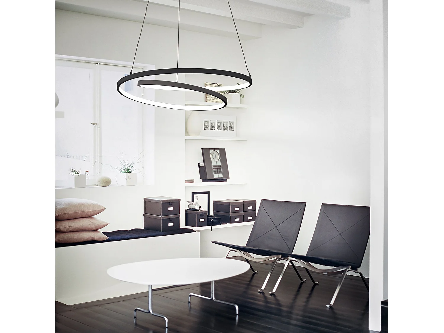 Ideal Lux OZ 80cm Zintegrowana lampa sufitowa LED w kolorze czarnym 4000K
