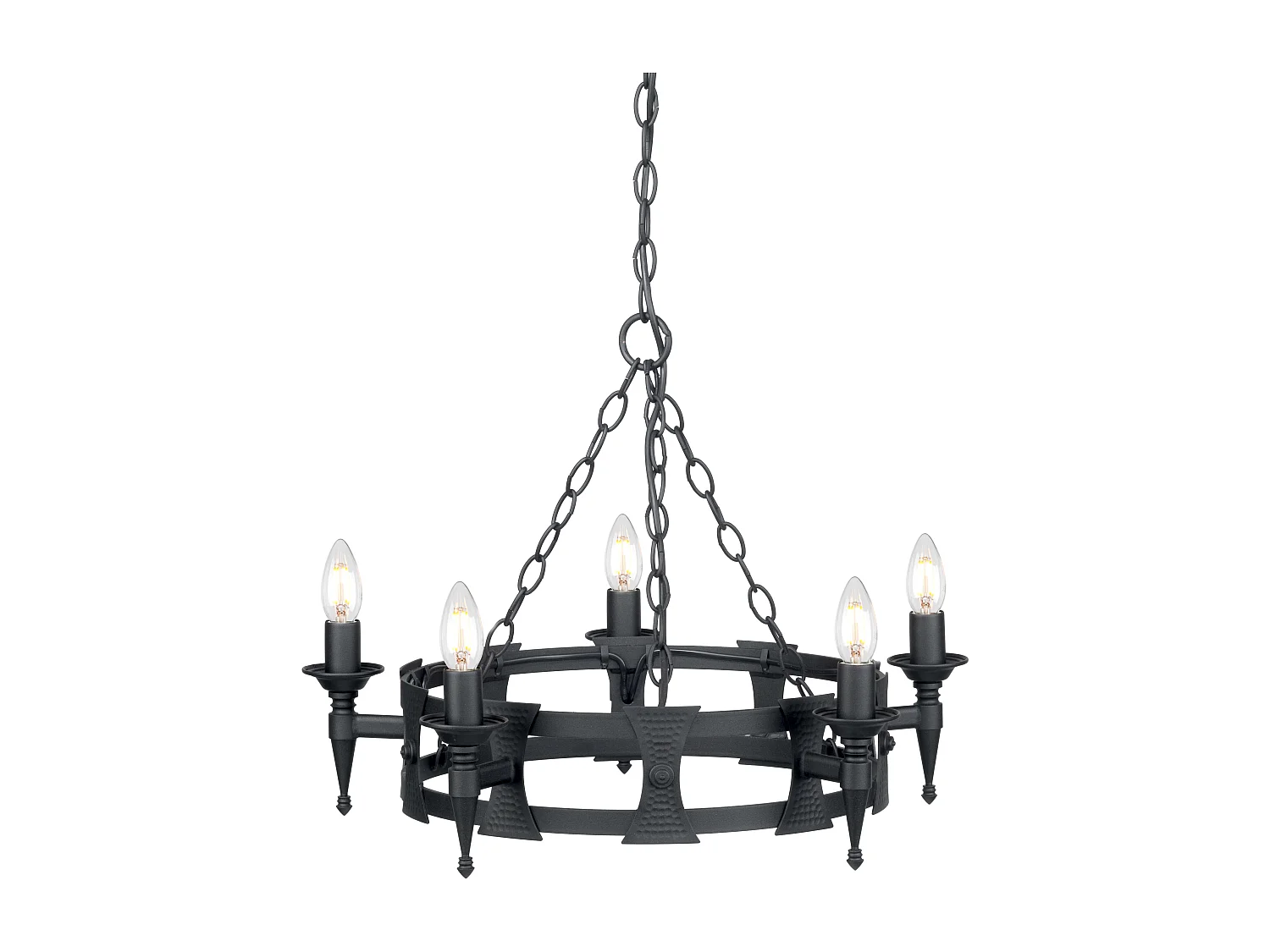 Elstead Saxon 5 ljus ljuskrona svart finish, E14