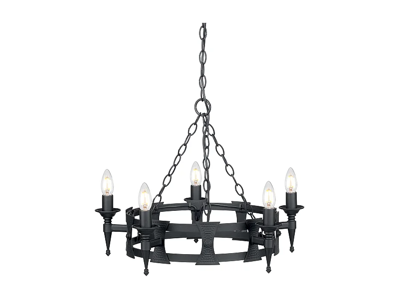Elstead Saxon - 5 licht Kronleuchter Black Finish, E14