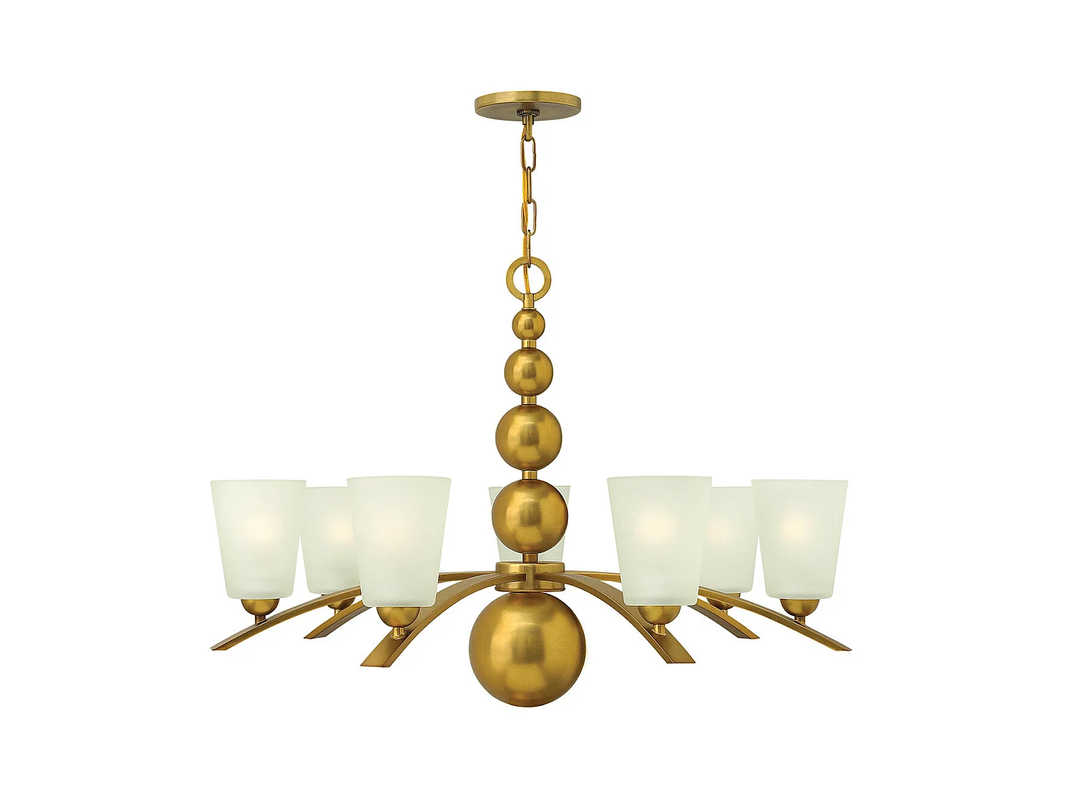 Elstead Zelda - Lampadario a 7 luci multibraccio con finitura vintage in ottone, attacco E27