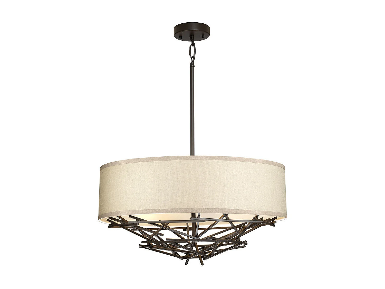 Taiko Suspension 4 Lumières Bronze Ancien