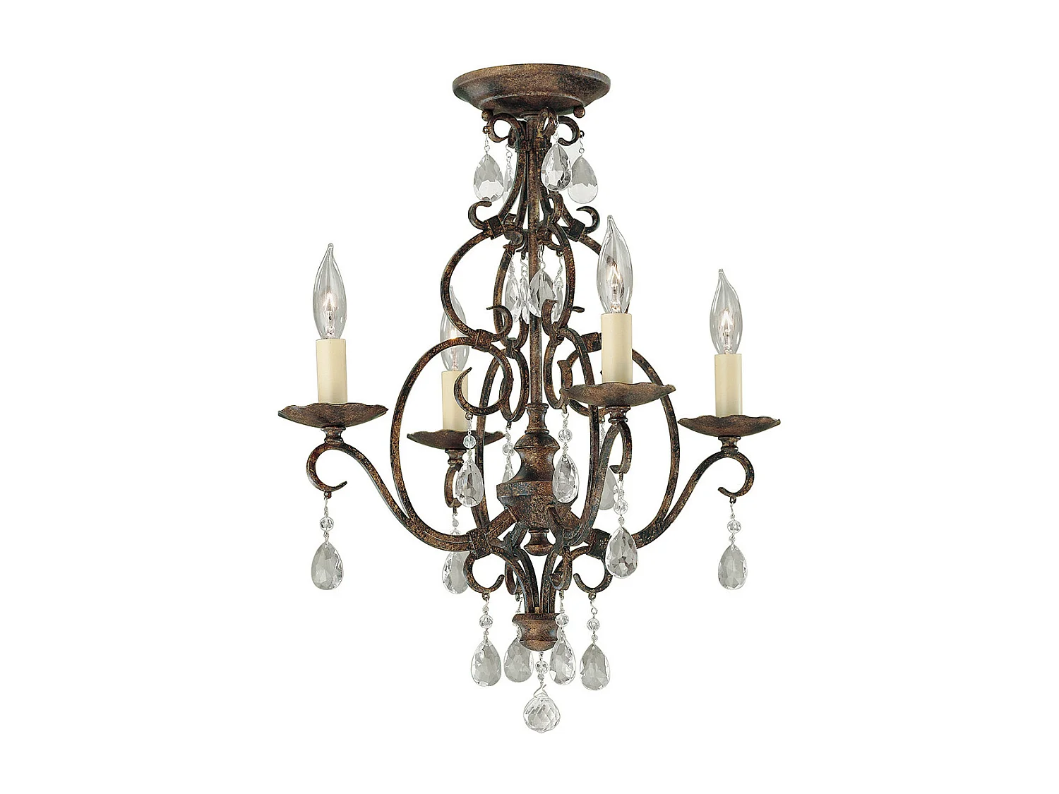 Chateau Lampadario Feiss 4 Luci Bronzo Moka