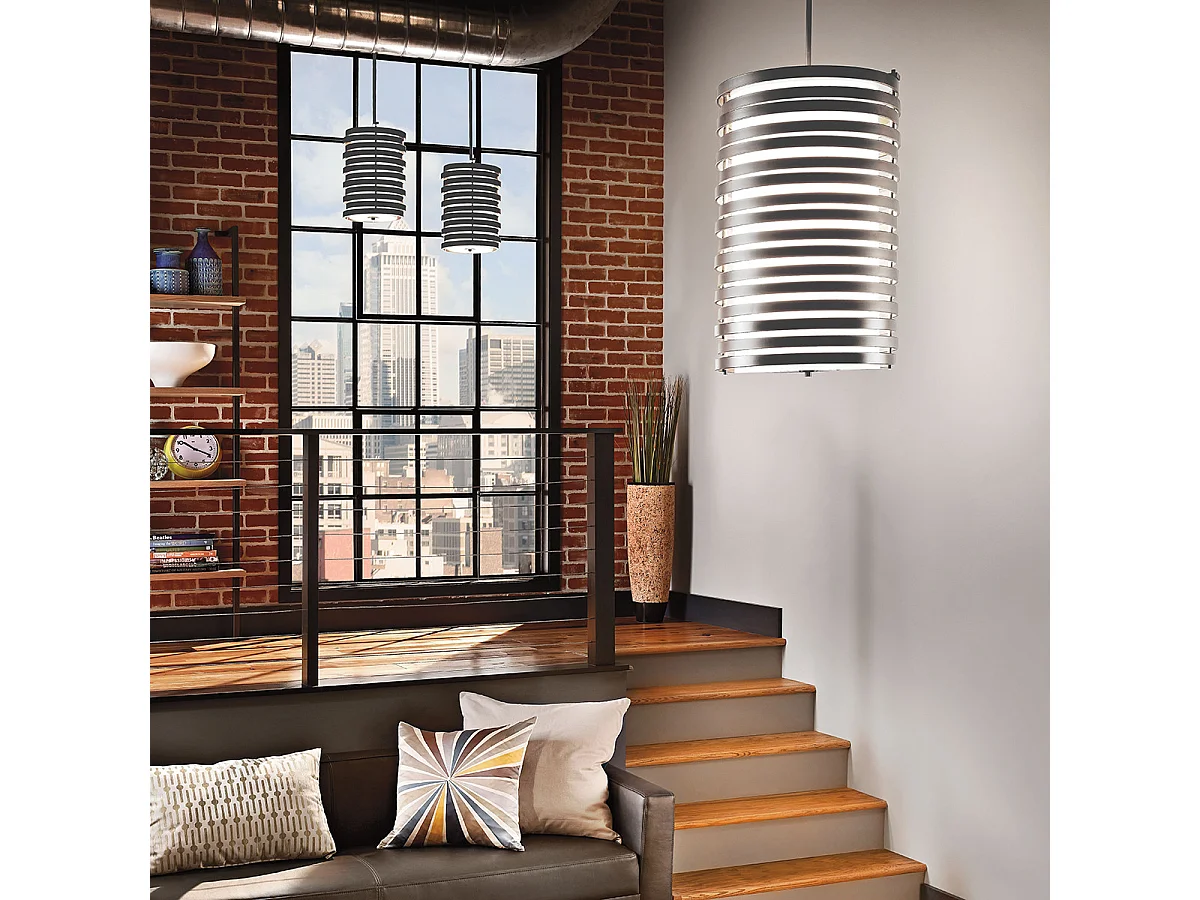 Elstead - 1 runder Anhänger mit leichter Decke, gebürstetem Nickel, E27