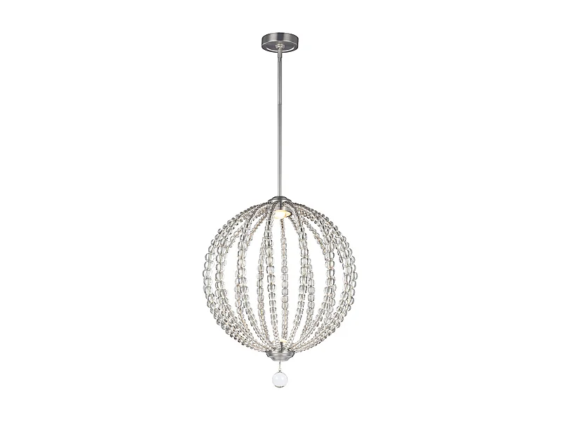 Elstead Oberlin LED 2 Ljus Medium Sfäriskt Tak Pendel Satin Nickel