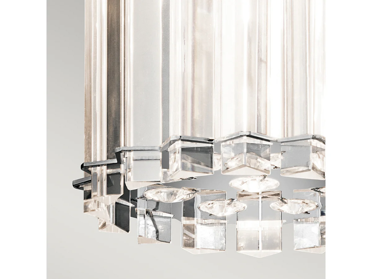 Elstead Crystal Skye - 2 leichte runde Mini-Deckenpendelleuchte Chrom, Kristallglas, G9