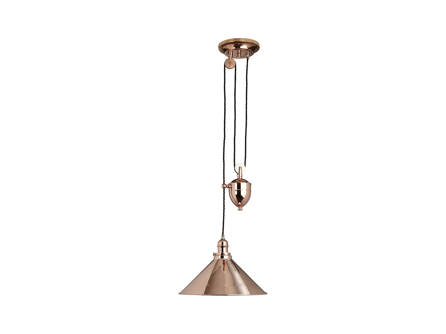 Elstead Provence Luminaire suspendu à 1 lumière Rise & Fall Dome, cuivre poli, E27