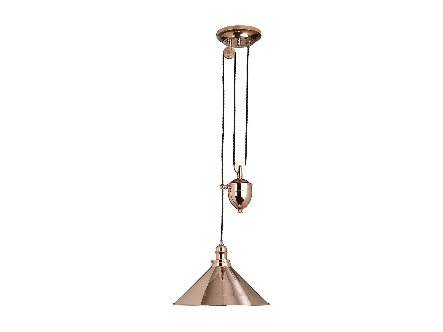 Elstead Provence - 1 licht Rise & Fall Dome Deckenanhänger aus poliertem Kupfer, E27