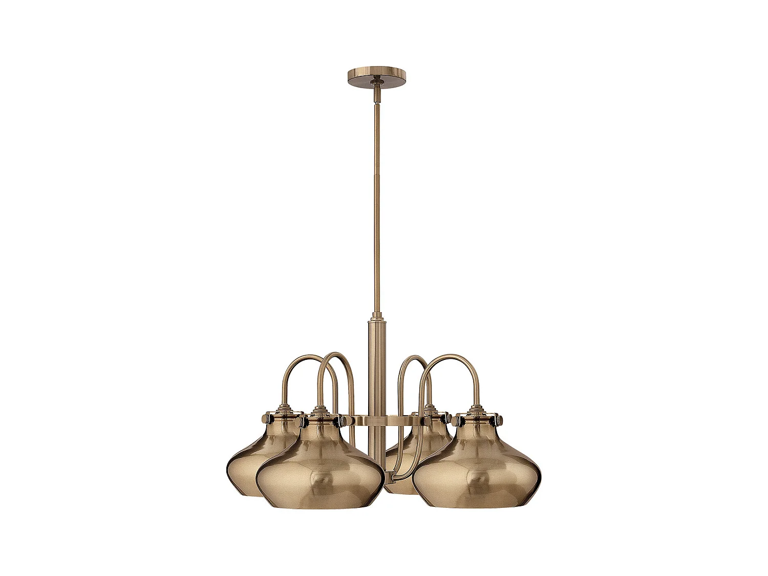Pendelleuchte Multi Arm Dome Shades 4x E27 Karamell gebürstet Lampada a sospensione Multi Arm Dome Shades 4x E27 Caramello spazzolato