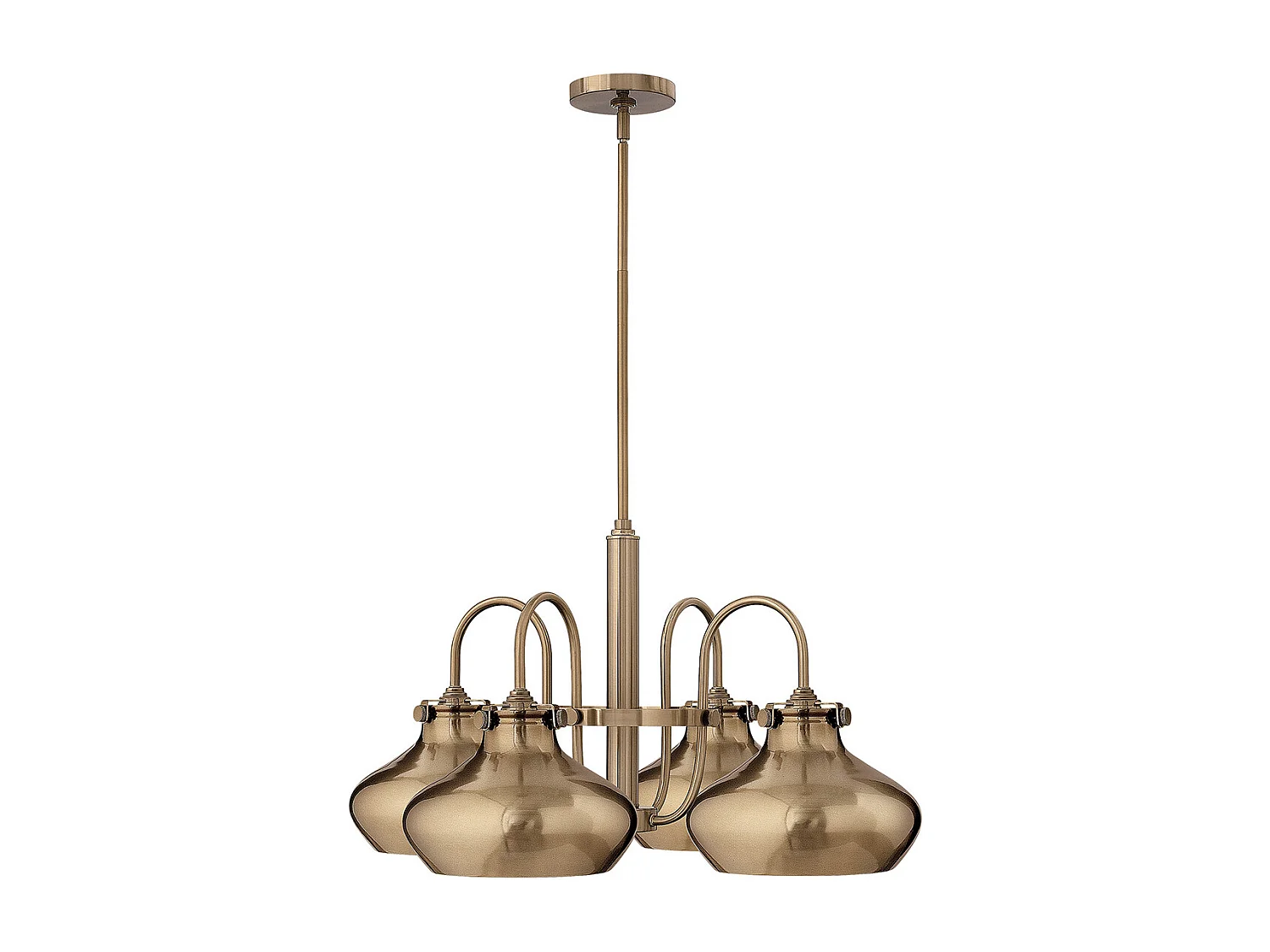 Elstead Hinkley Congress Pendelljus Multi Arm Dome Shades 4x E27 Borstad Caramel