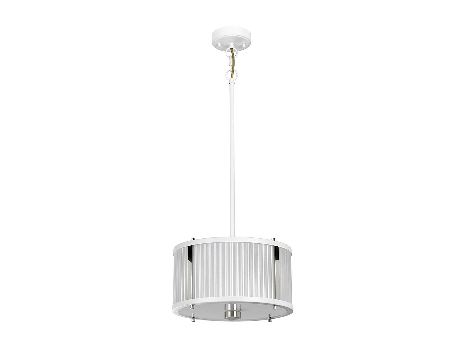 Suspension cylindrique à 2 ampoules Corona, nickel poli blanc, verre givré