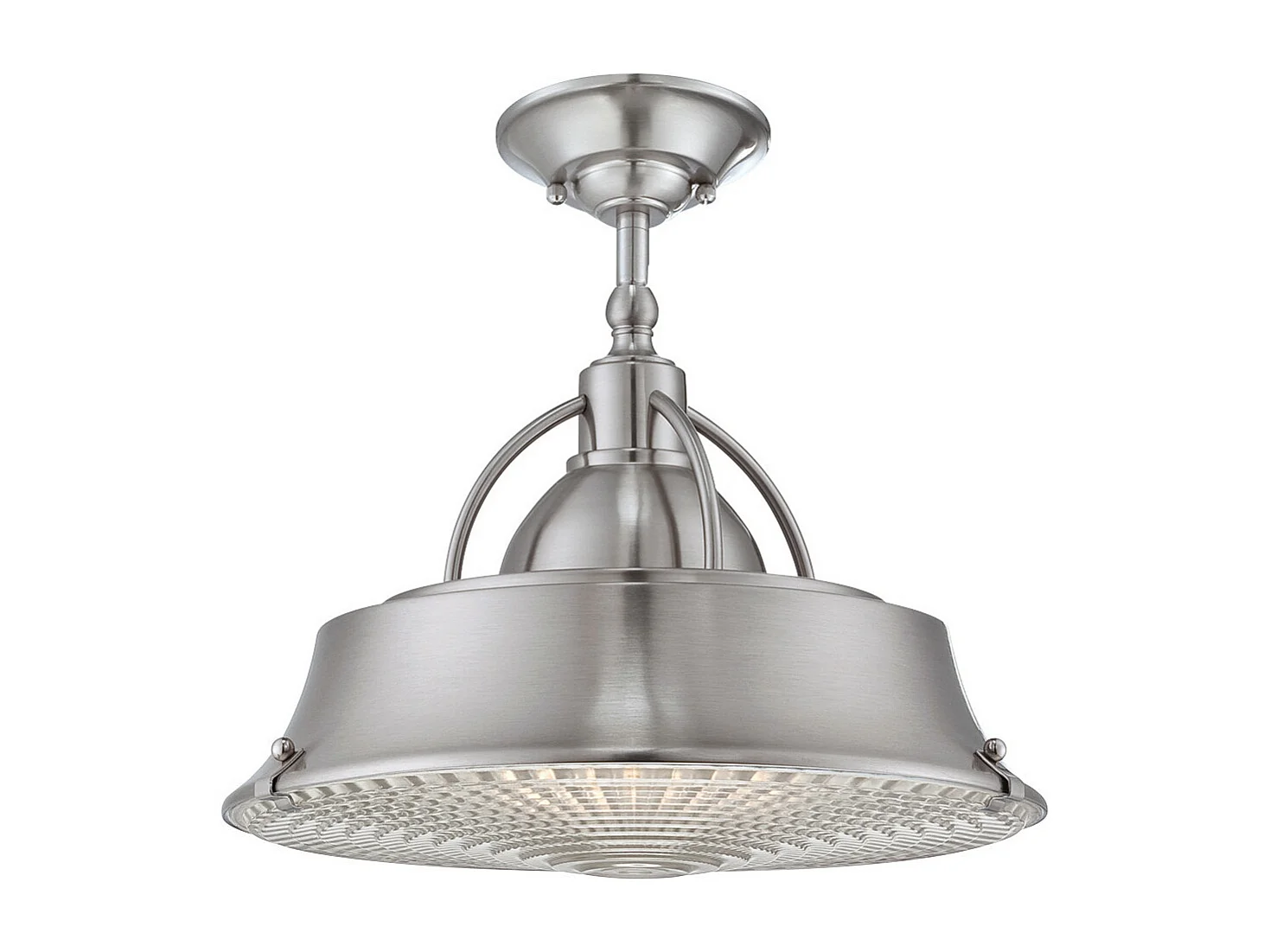 Elstead Cody 2 Light Dome Takhänge Borstad Nickel, E27