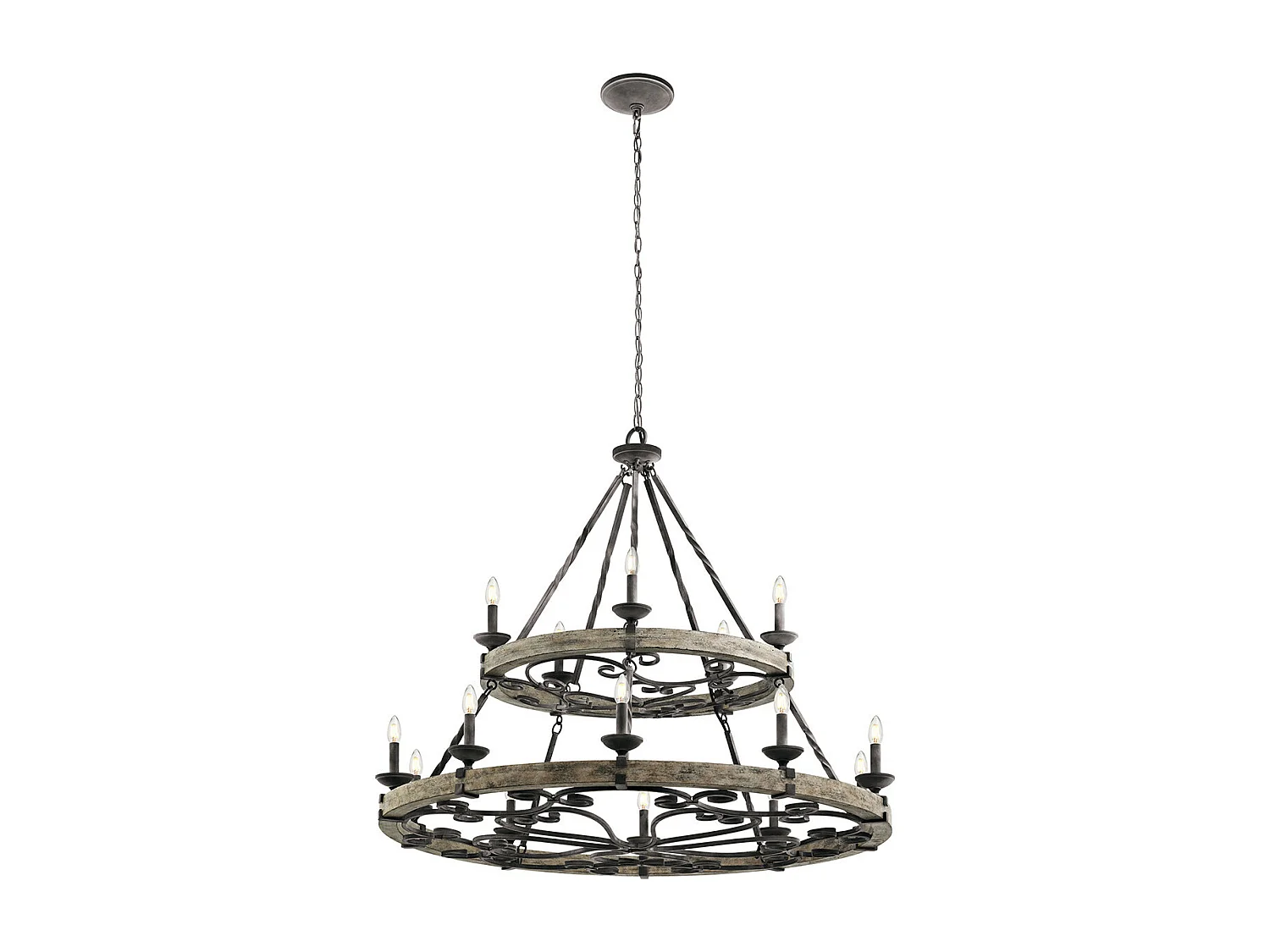 Elstead Taulbee 15 ljus ljuskrona vittrad zink