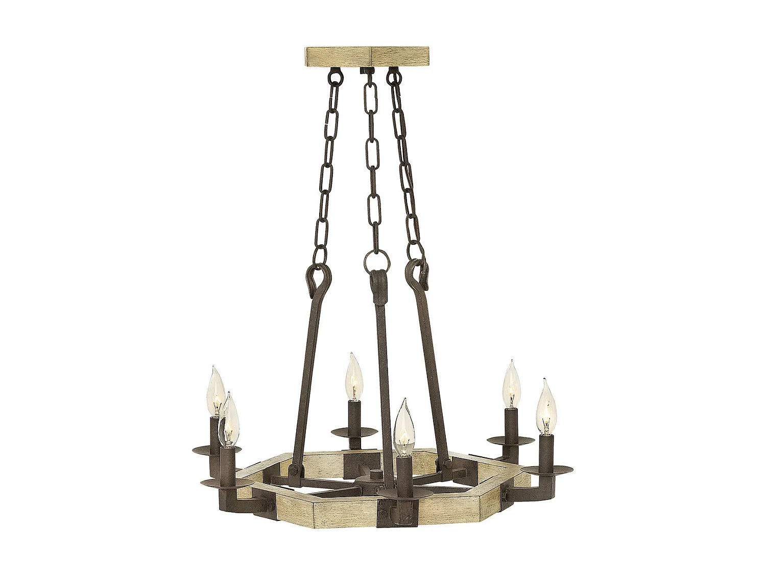 Elstead Wyatt - Lampadario a 6 luci finitura ferro, attacco E14