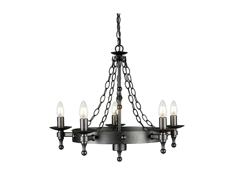 Elstead Warwick 5 ljus ljuskrona grafitsvart finish, E14