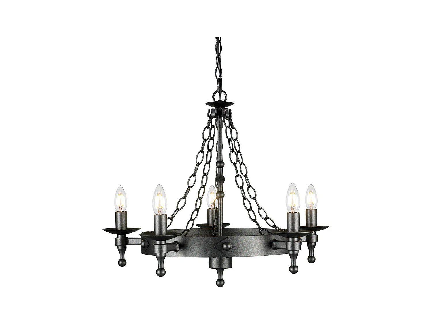 Elstead Warwick Lustre à 5 ampoules au fini noir graphite, E14