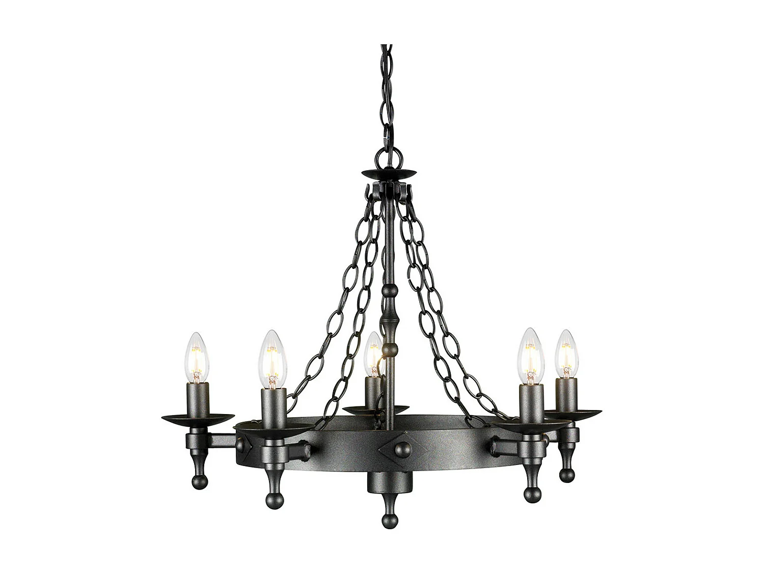 Elstead Warwick - 5 licht Kronleuchter Graphite Black Finish, E14