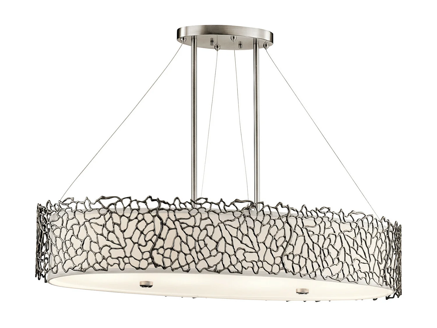 Elstead Silver Coral 4 Light Oval Ceiling Island Pendant Bar Tenn, Silver Coral, E27