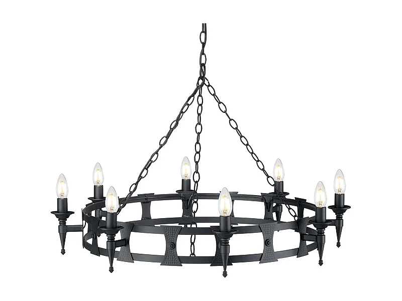 Elstead Saxon - Lampadario a 8 Luci Finitura Nera, E14