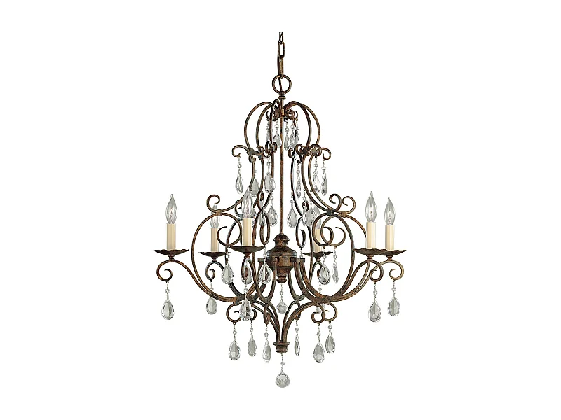 Chateau Lampadario Feiss 6 Luci Bronzo Moka