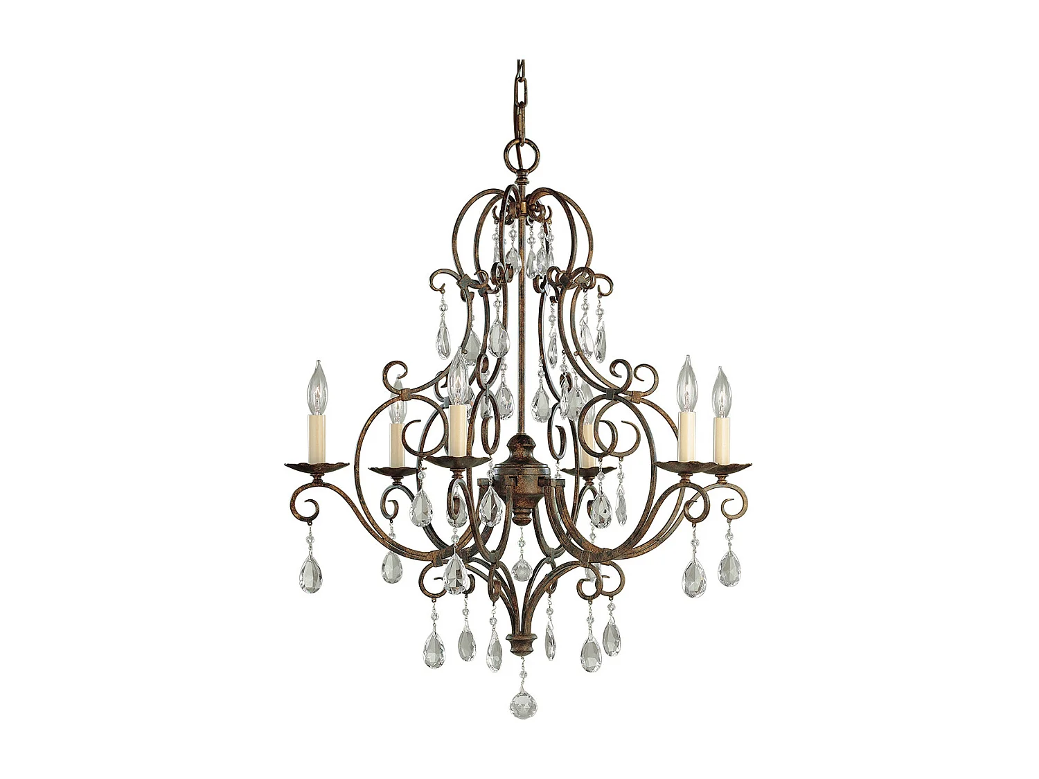 Chateau Lampadario Feiss 6 Luci Bronzo Moka