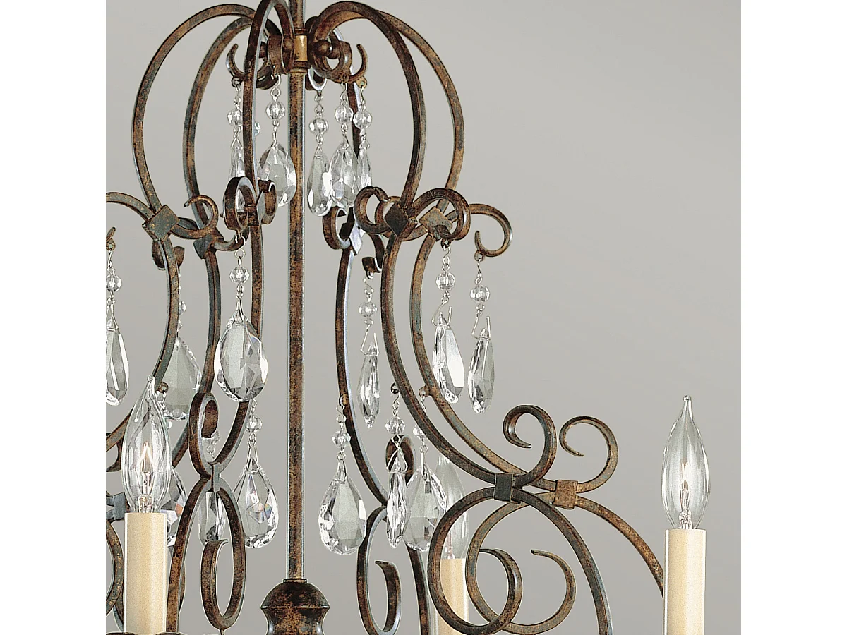 Chateau Lampadario Feiss 6 Luci Bronzo Moka