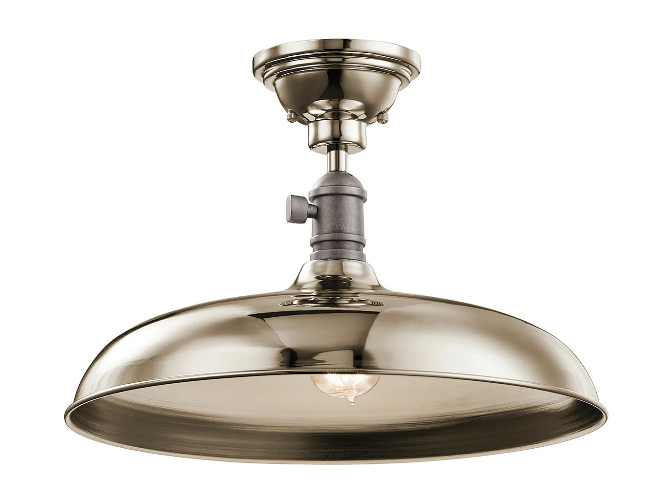 Elstead Cobson - 1 licht Semi Flush Dome Deckenpendelleuchte Nickel poliert, E27