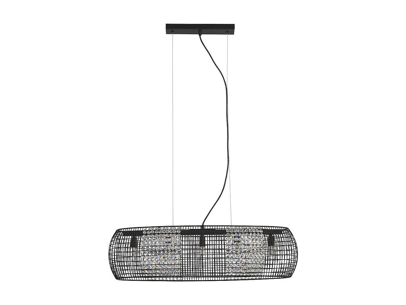 Searchlight CAGE - Sospensione ovale nera a 5 luci con pannelli in cristallo