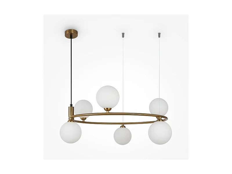 Maytoni Ring Moderne 6-flammige Kugel-Pendel-Deckenleuchte Messing G9