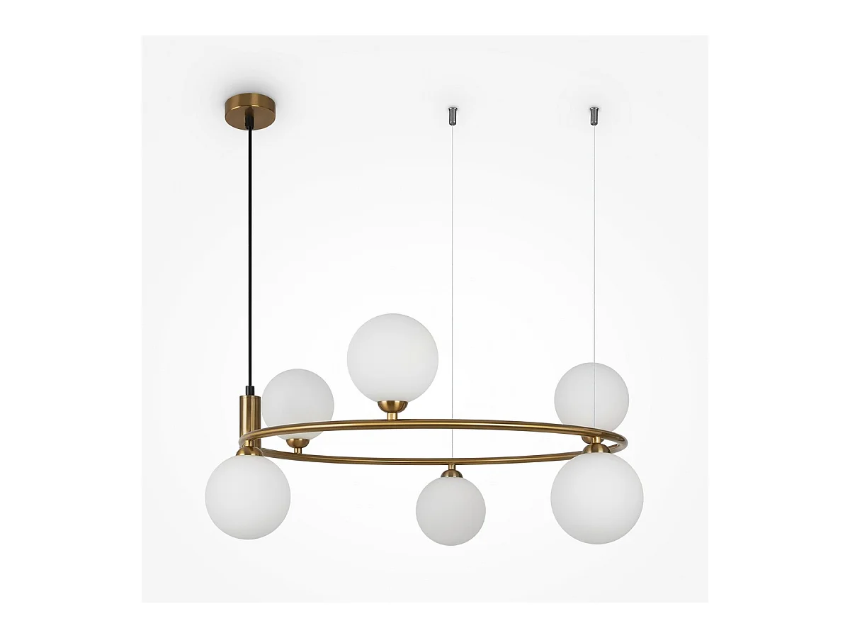 Maytoni Ring Plafoniera moderna a sospensione globo a 6 luci in ottone G9