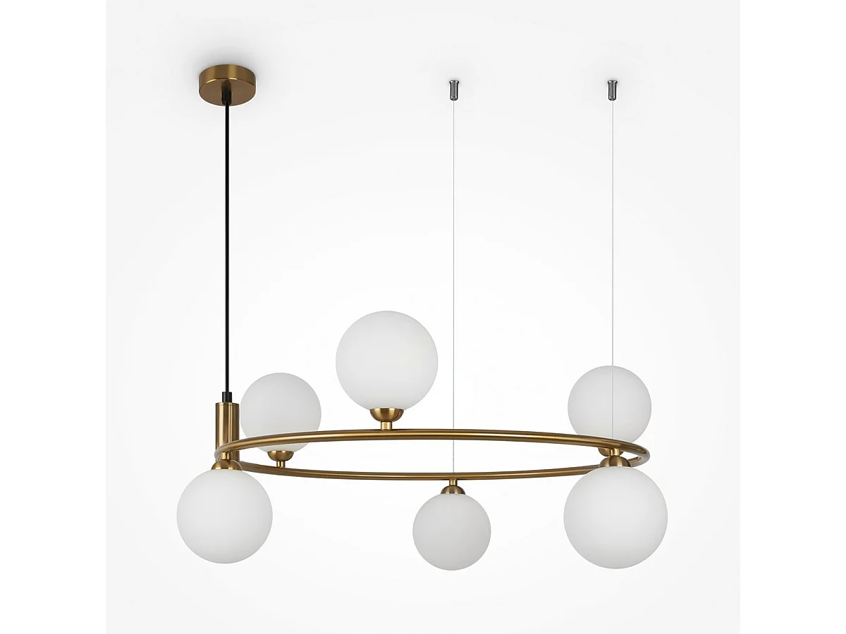 Maytoni Ring Plafoniera moderna a sospensione globo a 6 luci in ottone G9